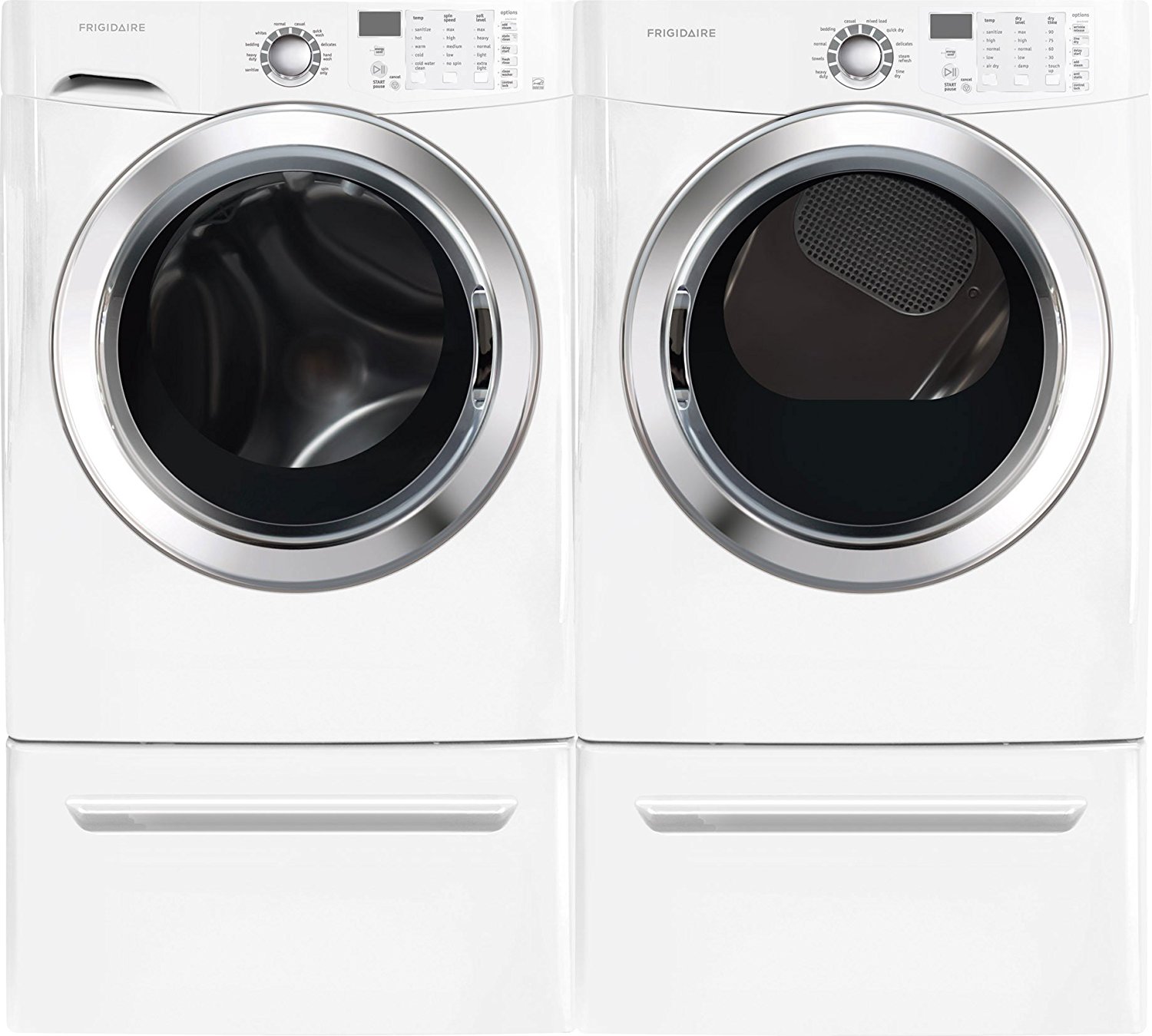 Frigidaire White Front Load Laundry Pair with FFFS5115PW 27" Washer
