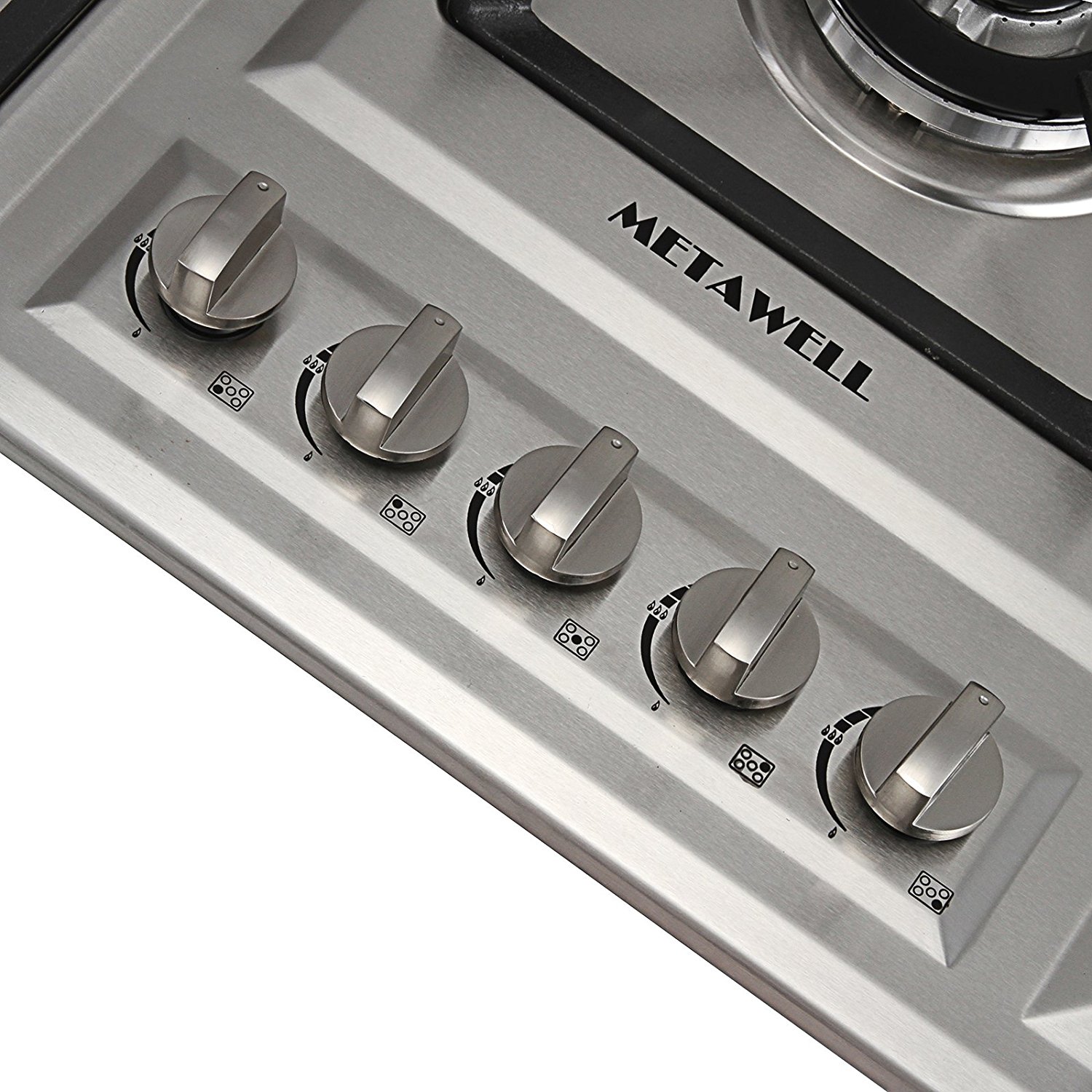 METAWELL 34" Stainless Steel 5 Burner Builtin Stoves NG Gas Hob