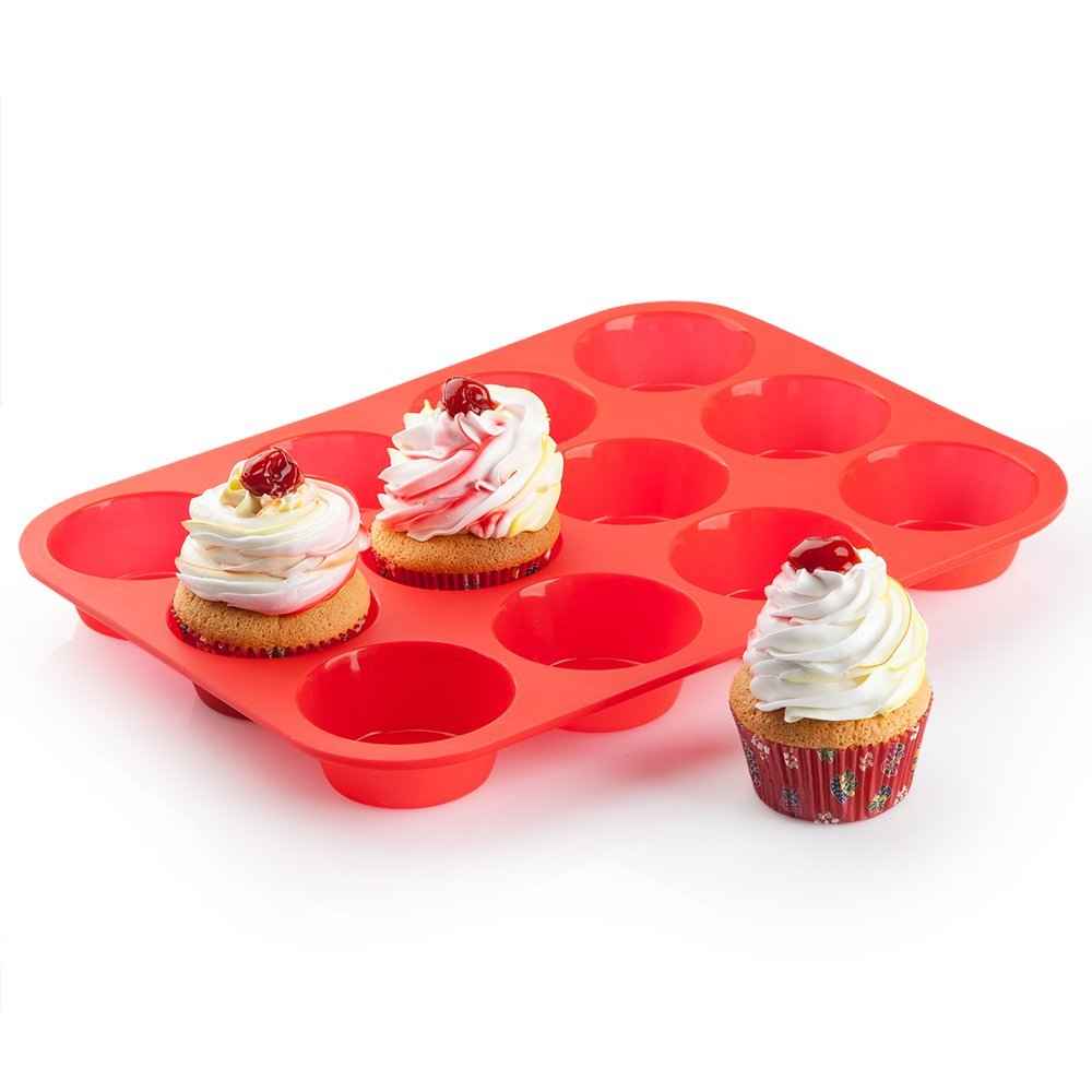 Samuelwrold Silicone Nonstick 12 Cups Muffin Pan/ Cupcake tray/ Cake