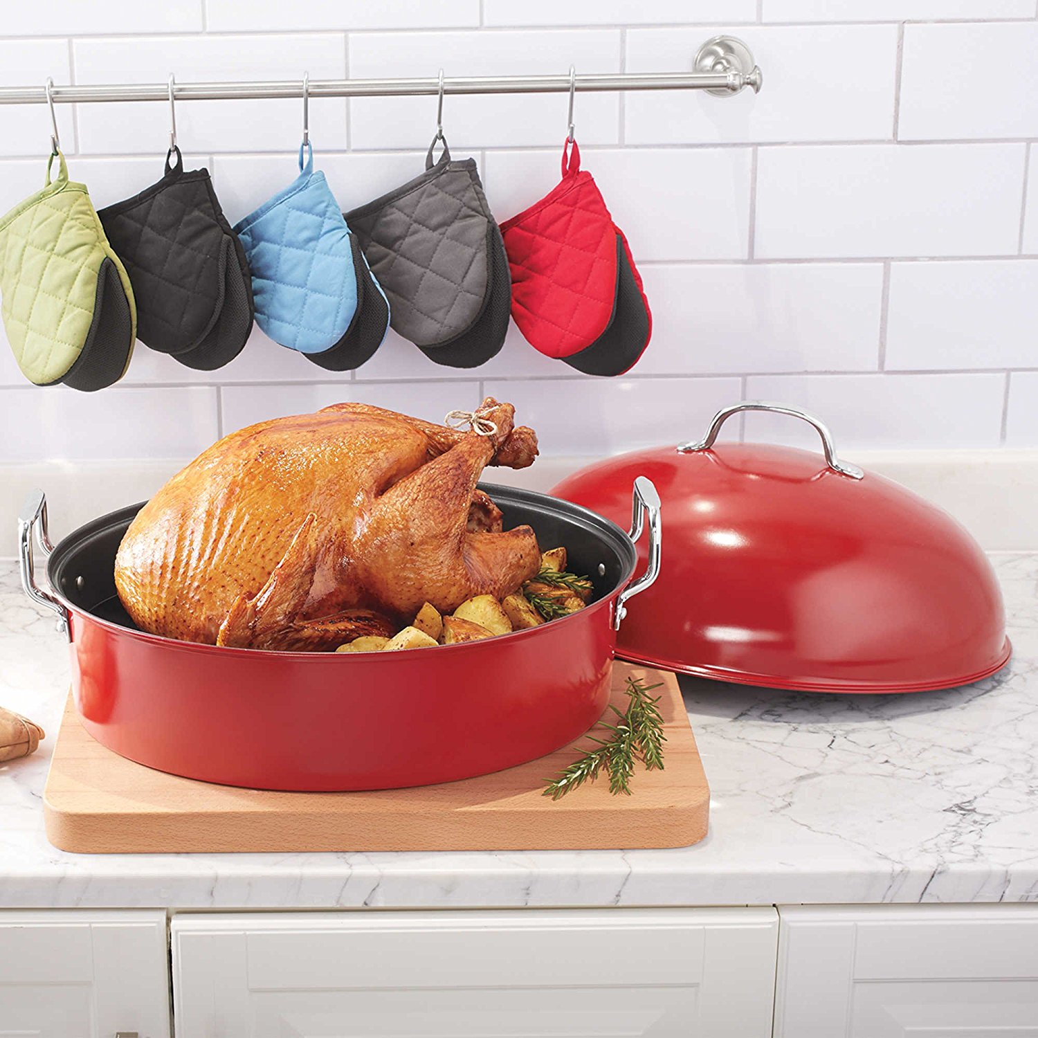 Tabletops Unlimited® High Dome Nonstick Steel Roaster with Roasting