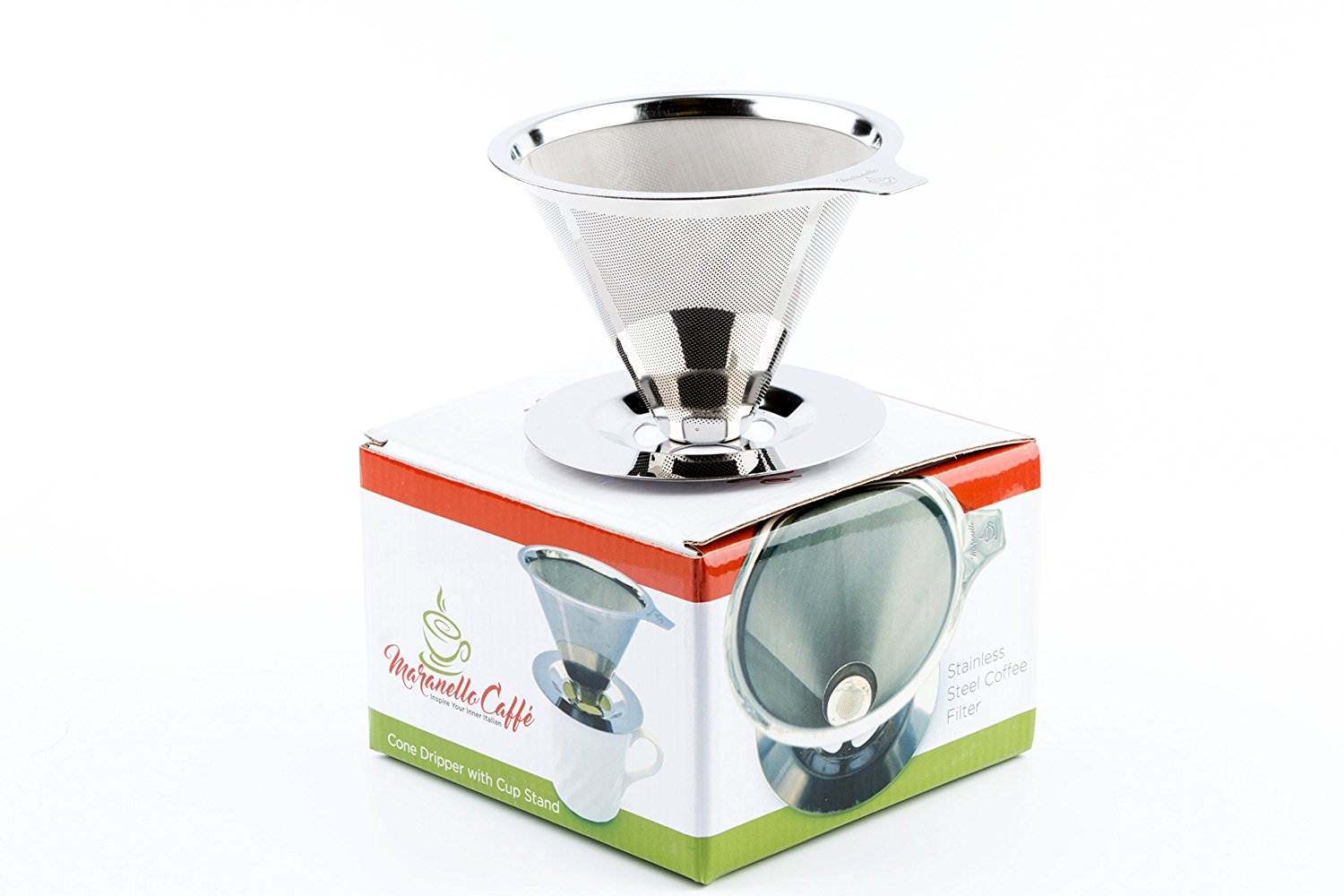 Maranello Caffé Stainless Steel Pour Over Paperless Coffee Maker