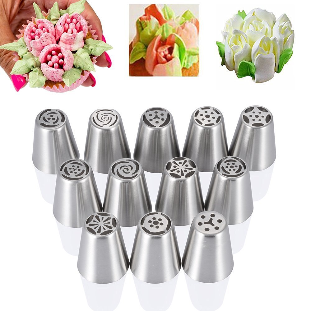 DDbest Russian Piping Tips 18 Pcs/SET 17 Russian Tips+1 Tricolor