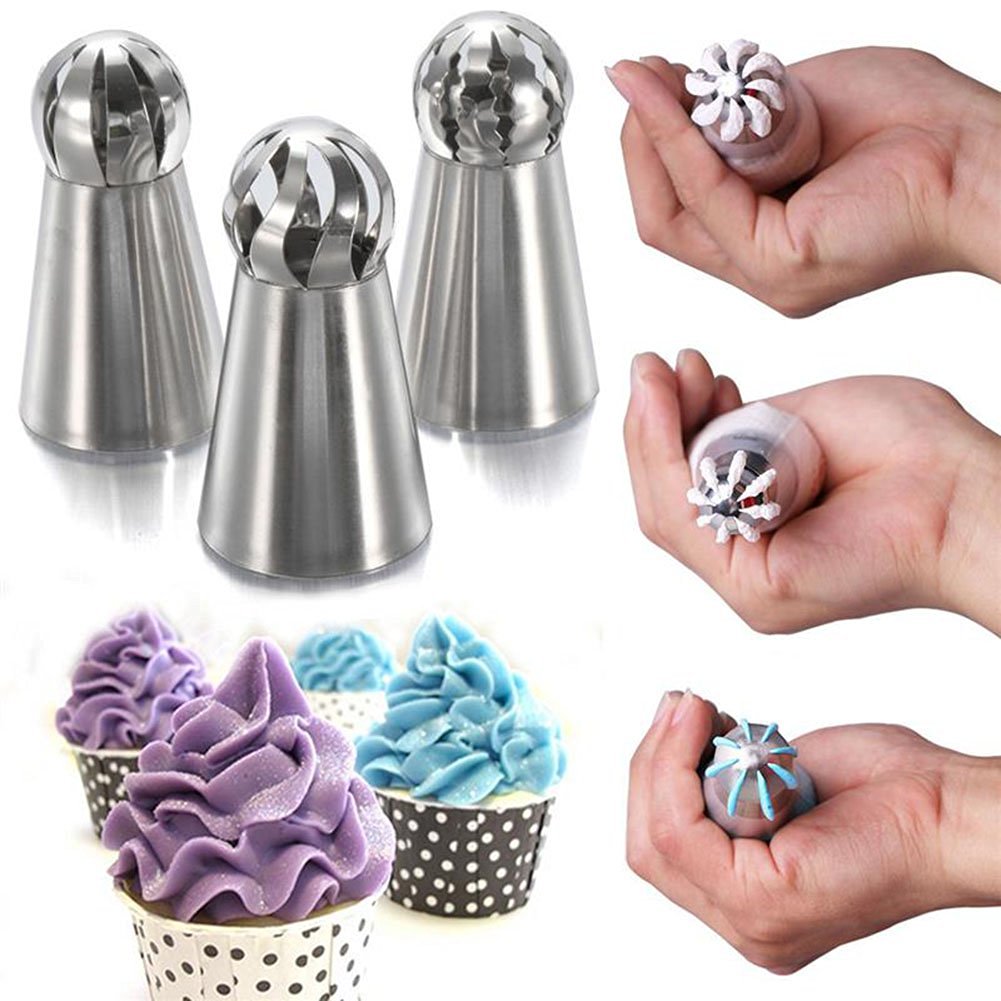 9Snail Cake Decorating Supplies NEW 3pcs/set Sphere Ball Tips Russian