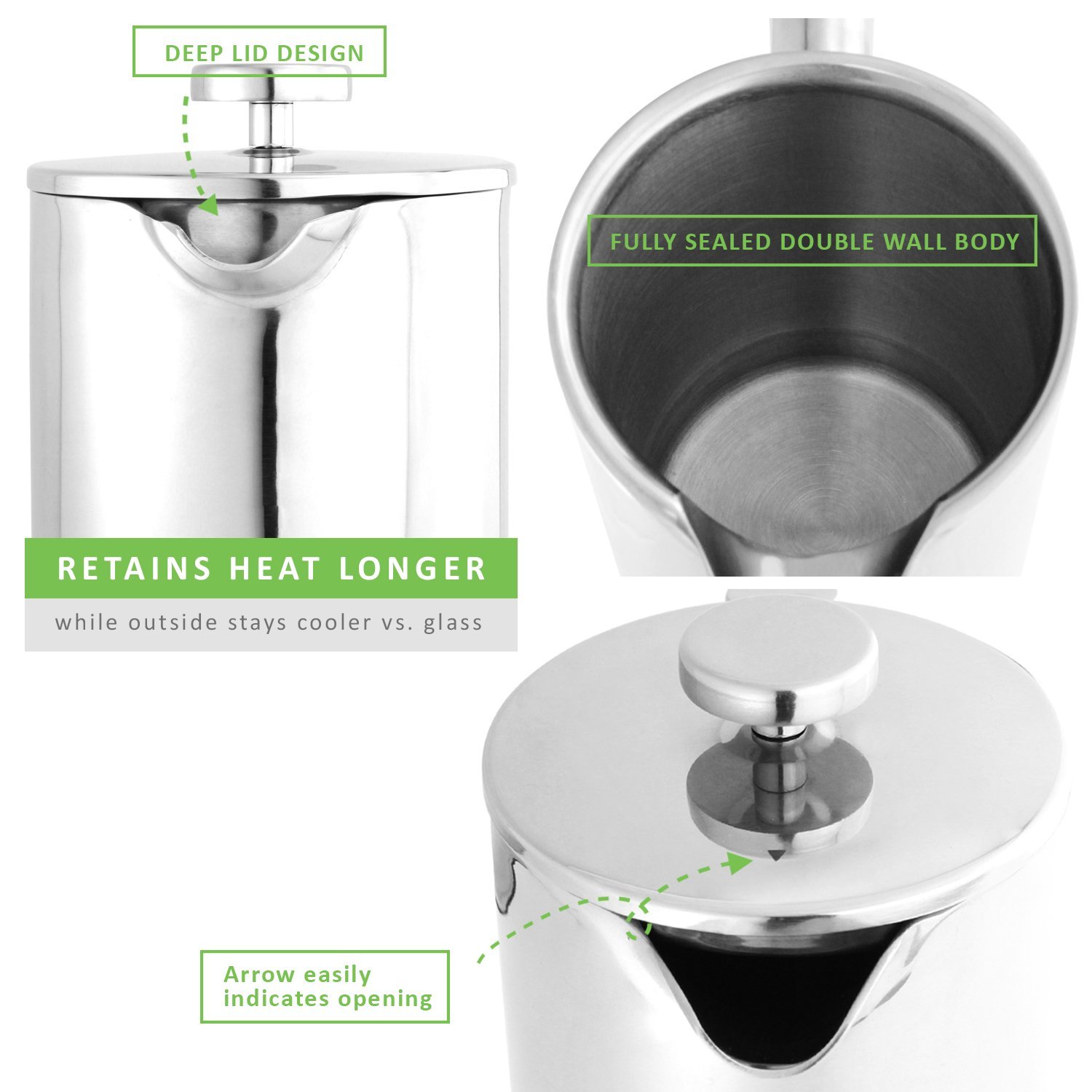 LINKYO French Coffee Press Stainless Steel Coffee Maker 34oz, 1L N4