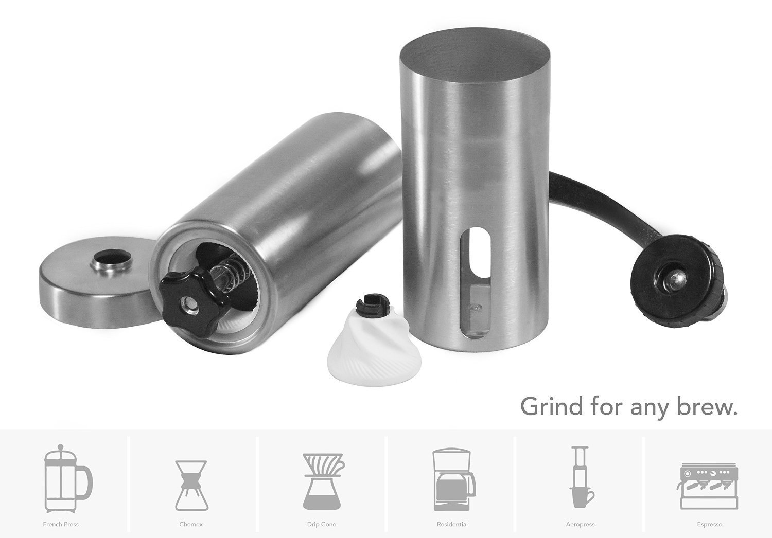 Awkli Manual Coffee Grinder Portable Adjustable Stainless Steel Hand