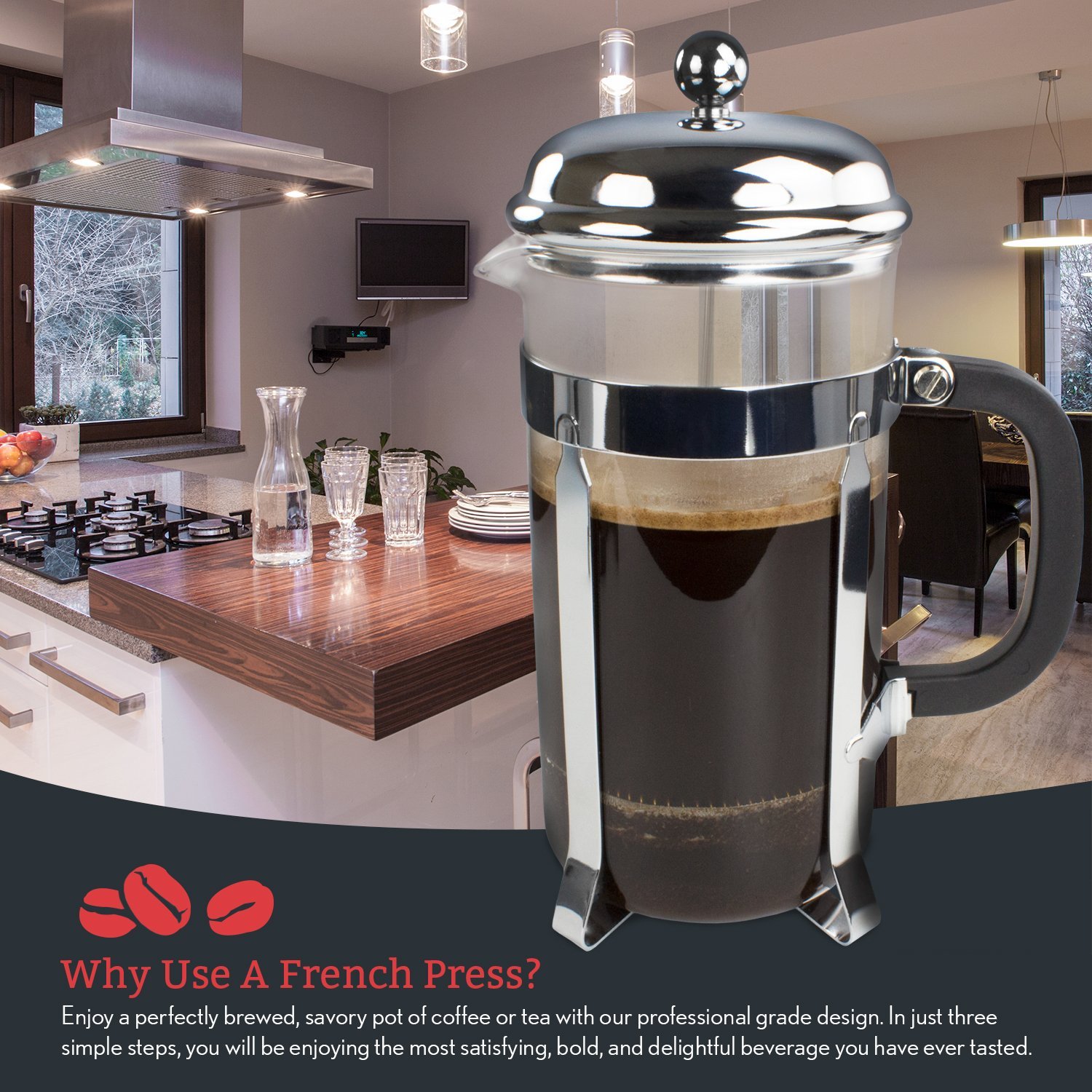 Simple Chef Stainless Steel French Press Best Coffee Pot Press & Tea