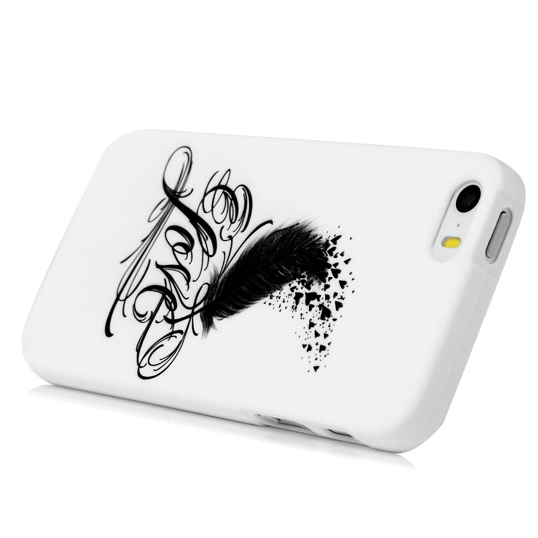 IPhone SE Case,iPhone 5S Case,iPhone 5 Case Cute Black Feather Love