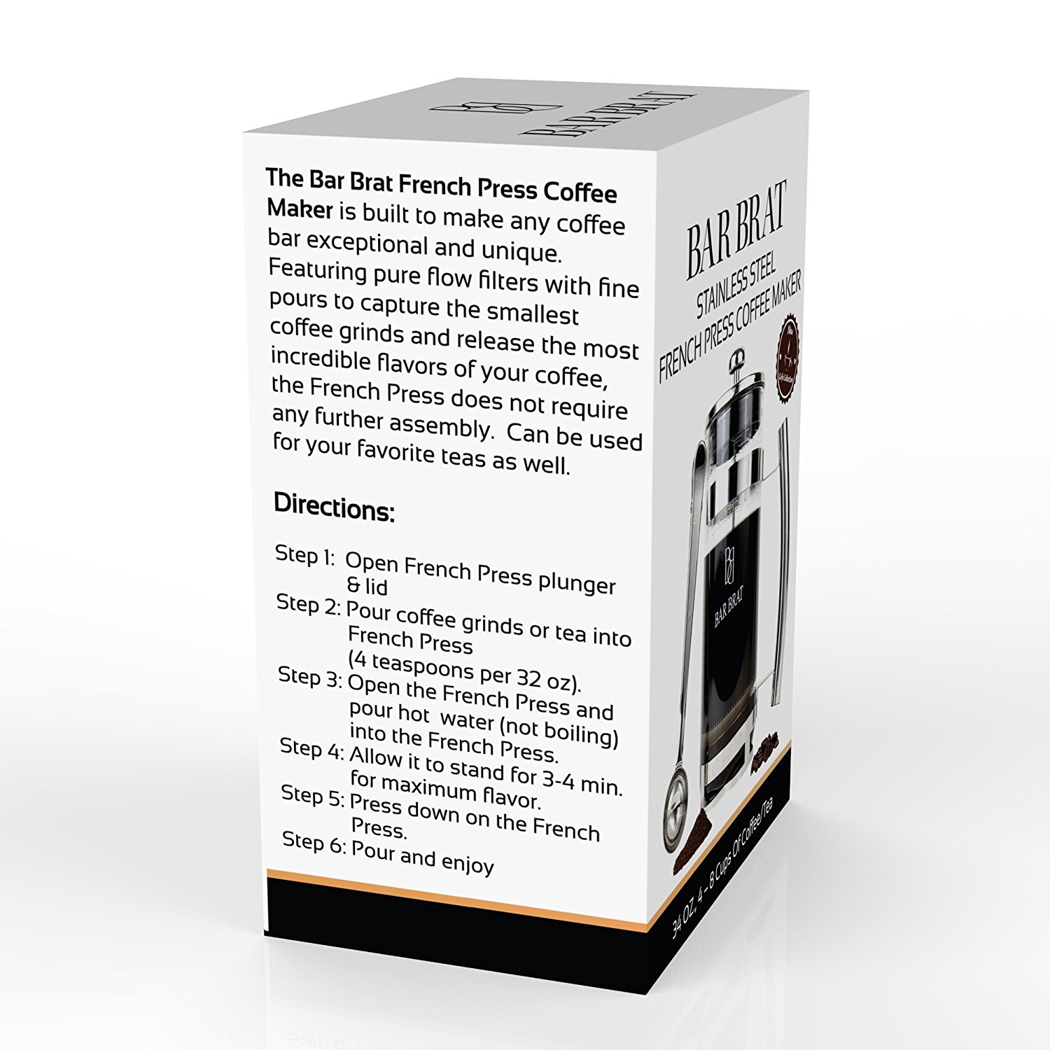 Premium 34 Oz. French Press Coffee Maker (Bonus Coffee Spoon Included