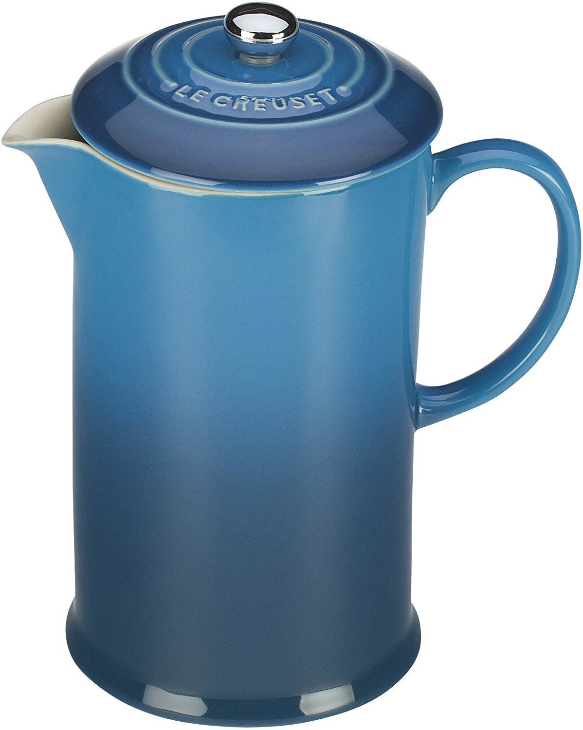 Le Creuset Marseille Blue Stoneware 27 Ounce French Press Coffee Maker