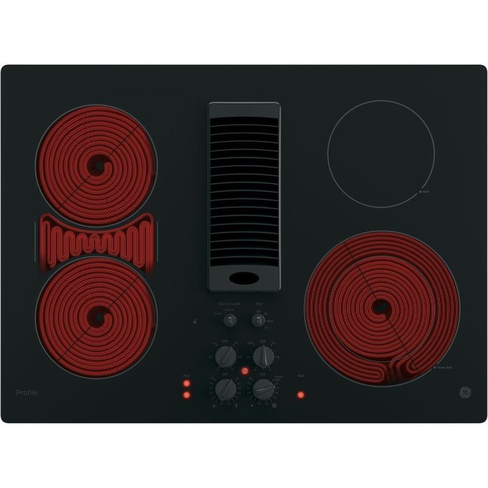 GE Profile 30" Black Electric Cooktop With Downdraft free image download