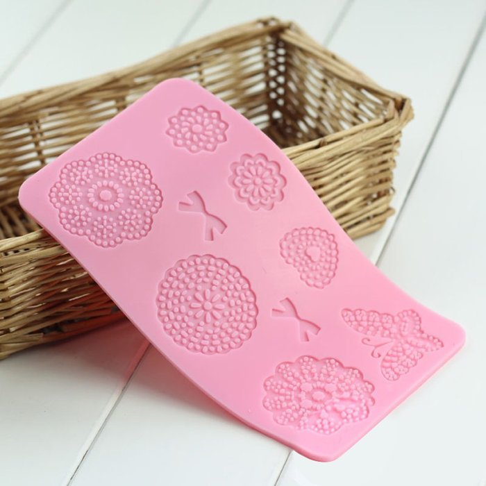 GogoForward Lace Flower Mat Butterfly Cake Fondant Stencil Pink Cake Decorating Moulds N3 free