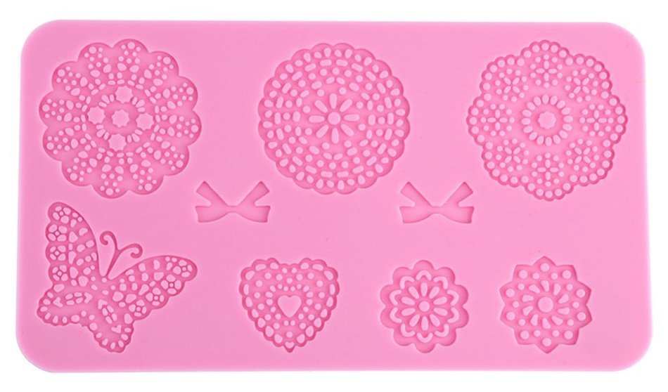 GogoForward Lace Flower Mat Butterfly Cake Fondant Stencil Pink Cake