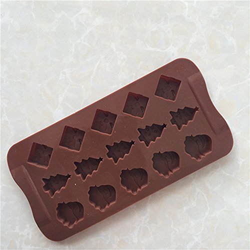 Longzang 15 Cavity Christmas Silicone Mold for Cake Chocolate Ice Tray