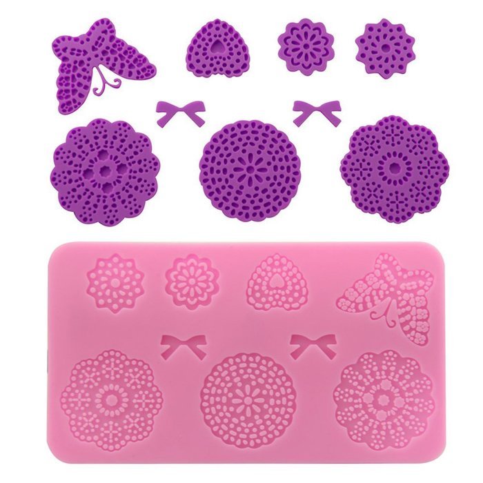 GogoForward Lace Flower Mat Butterfly Cake Fondant Stencil Pink Cake