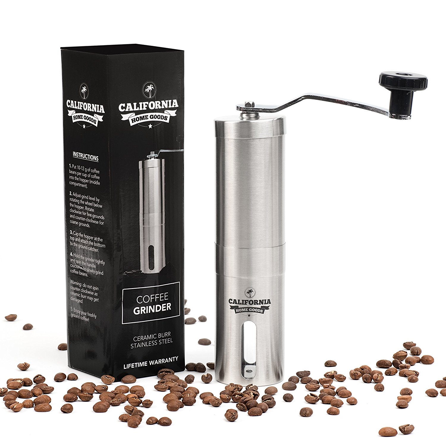 Premium Ceramic Burr Coffee Grinder Portable Stainless Steel Coffee