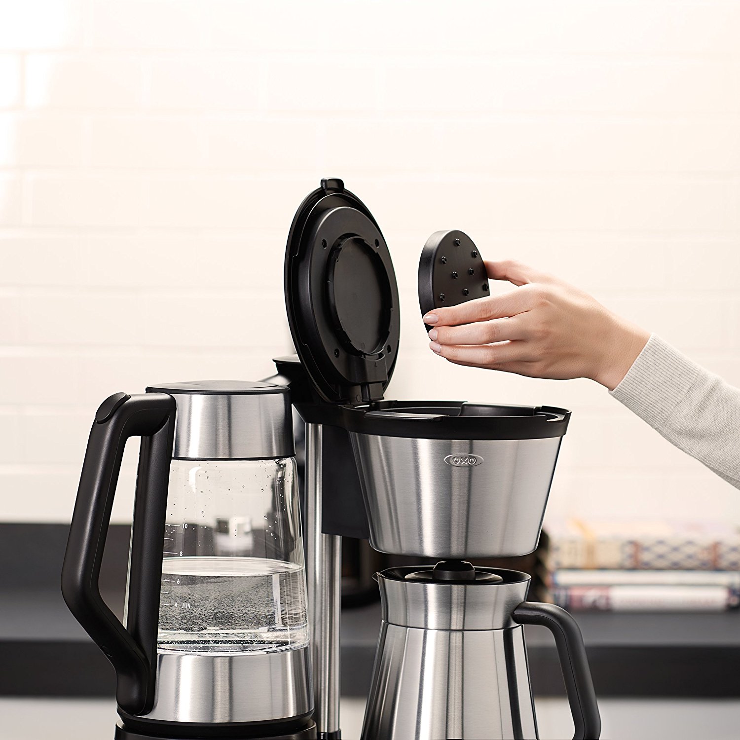 OXO On Barista Brain 12 Cup Coffee Maker with Removable Kettle N6 free