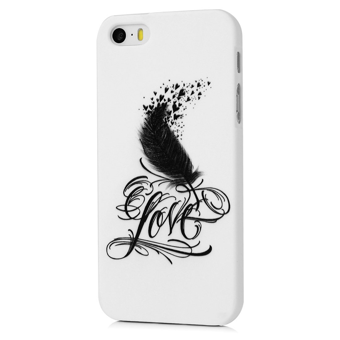 IPhone SE Case,iPhone 5S Case,iPhone 5 Case Cute Black Feather Love