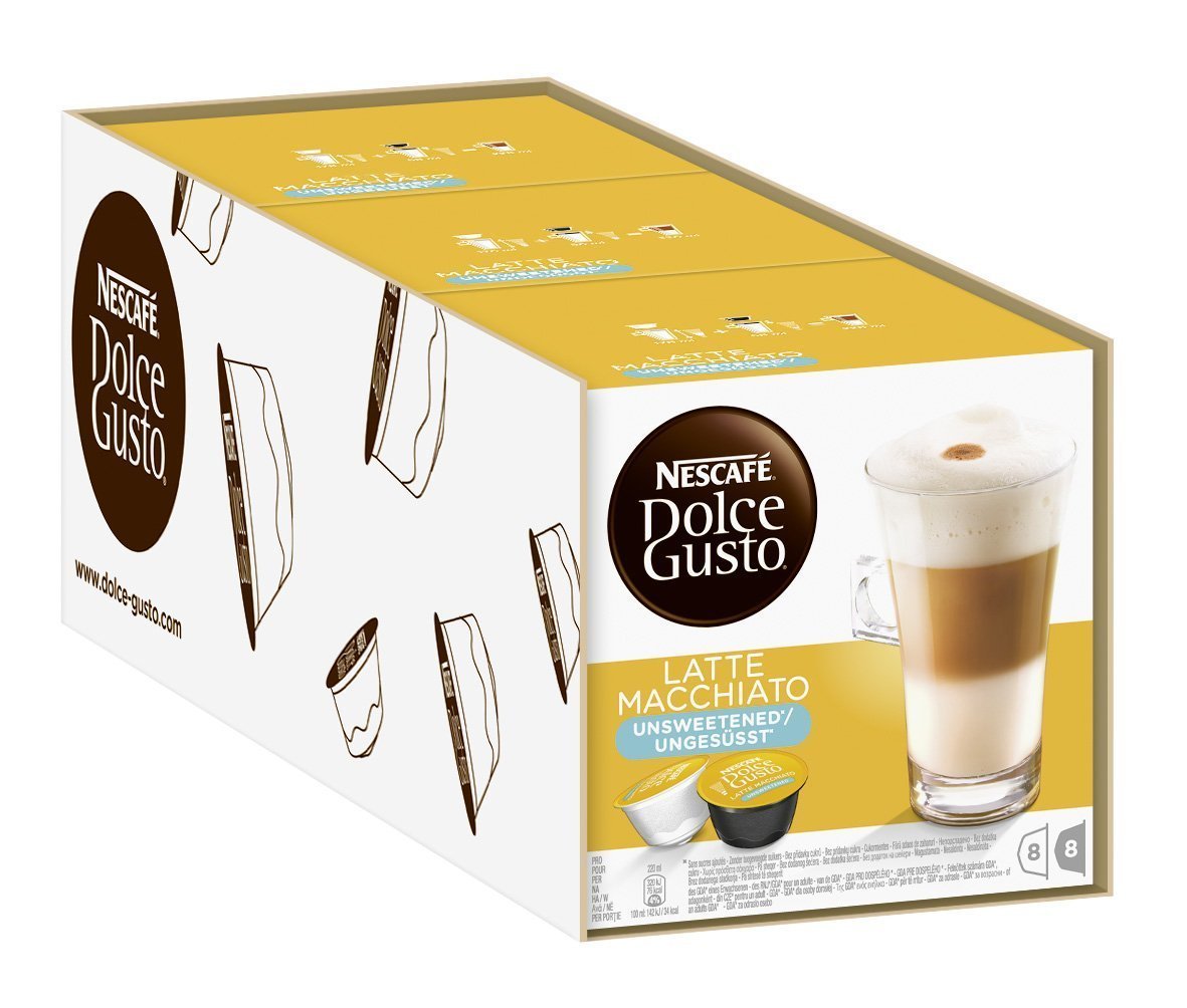 Nescafé Dolce Gusto Latte Macchiato Unsweetened, Pack of 3, 3 x 16 Capsules (24 Servings) N2