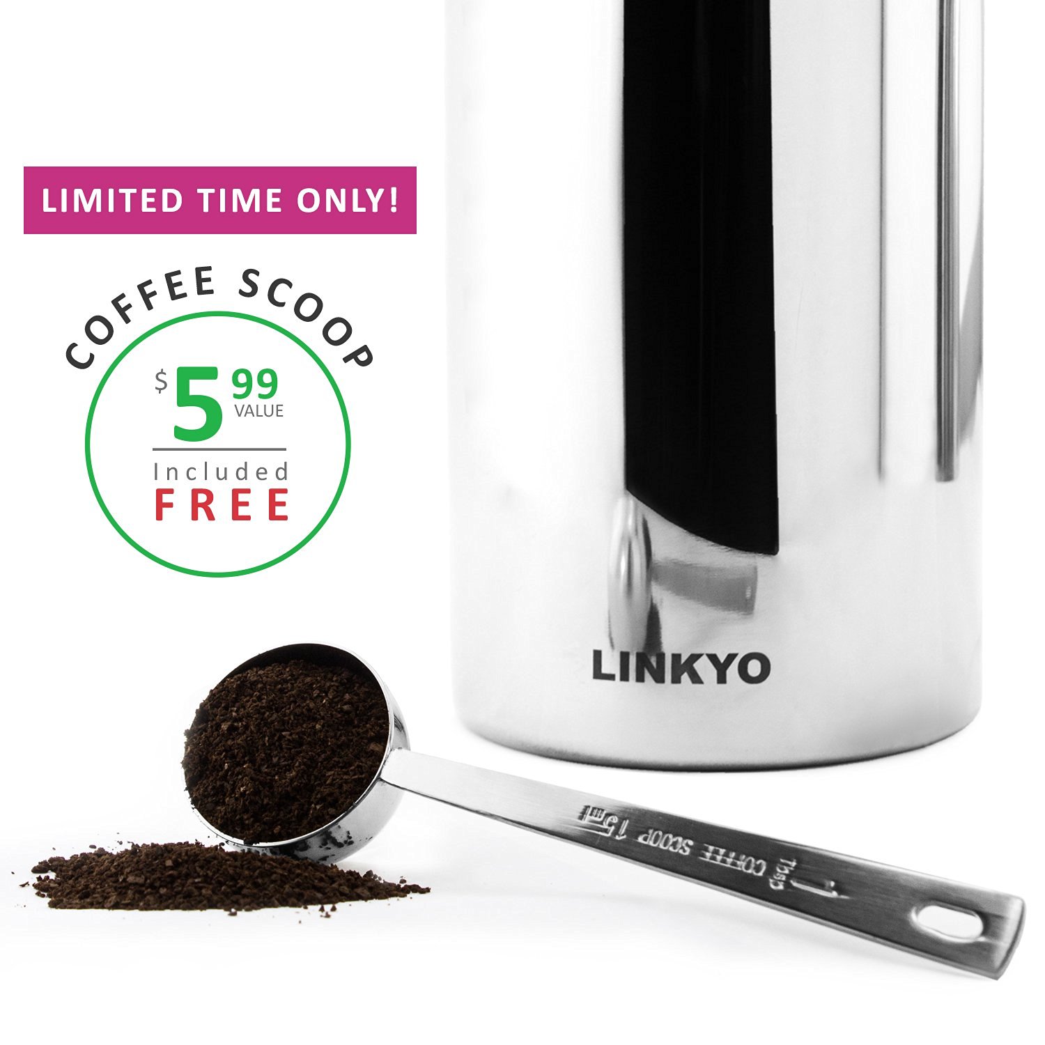 LINKYO French Coffee Press Stainless Steel Coffee Maker 34oz, 1L N19