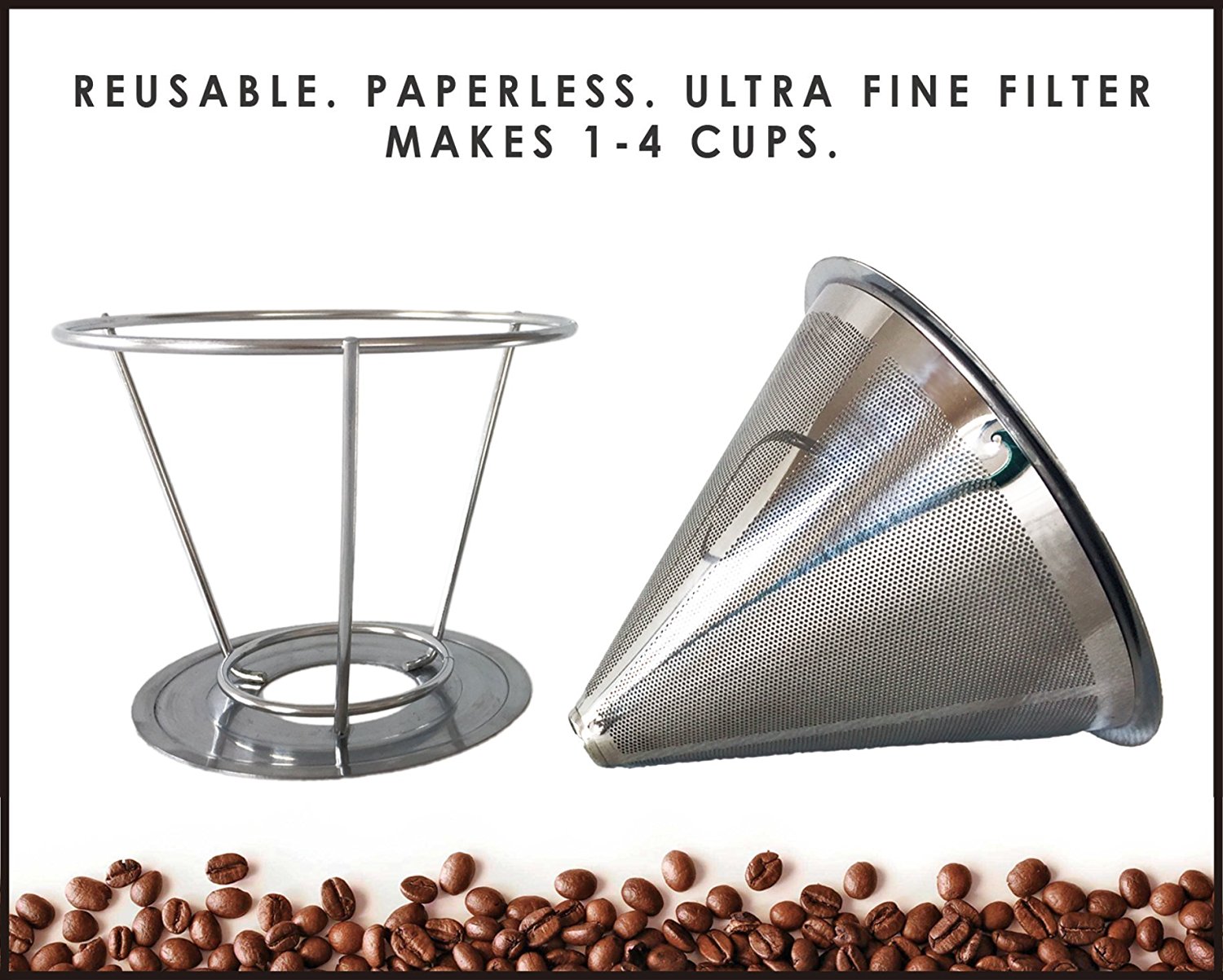 KUFFIE Stainless Steel Coffee Filter Permanent, Reusable and