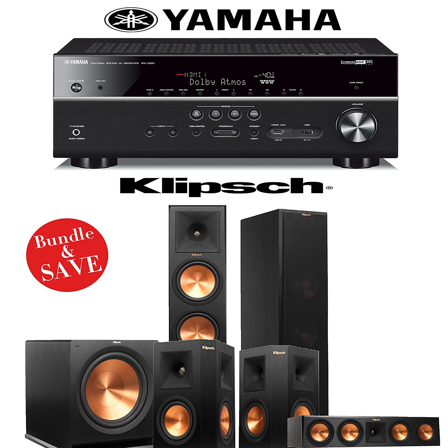 Klipsch RP280F 5.1 Reference Premiere Home Theater System with Yamaha