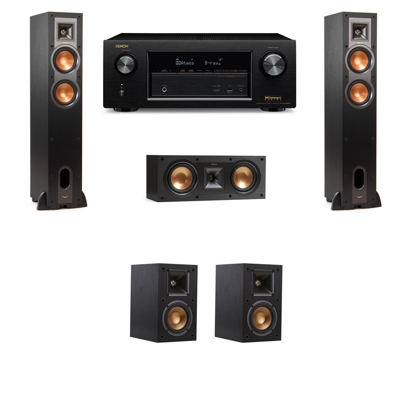 Klipsch R28F Floorstanding Speakers 5.0 with Denon AVRX1200W free