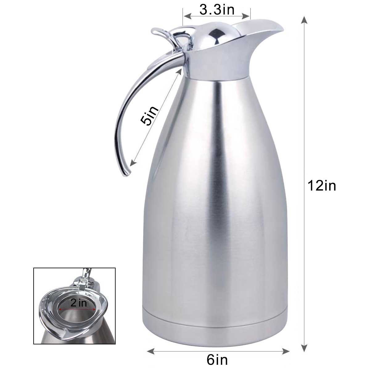 Panesor 2.2 Liter(75 Ounce) Thermal Coffee Carafe Stainless Steel Carafe Coffee Pot N12 free