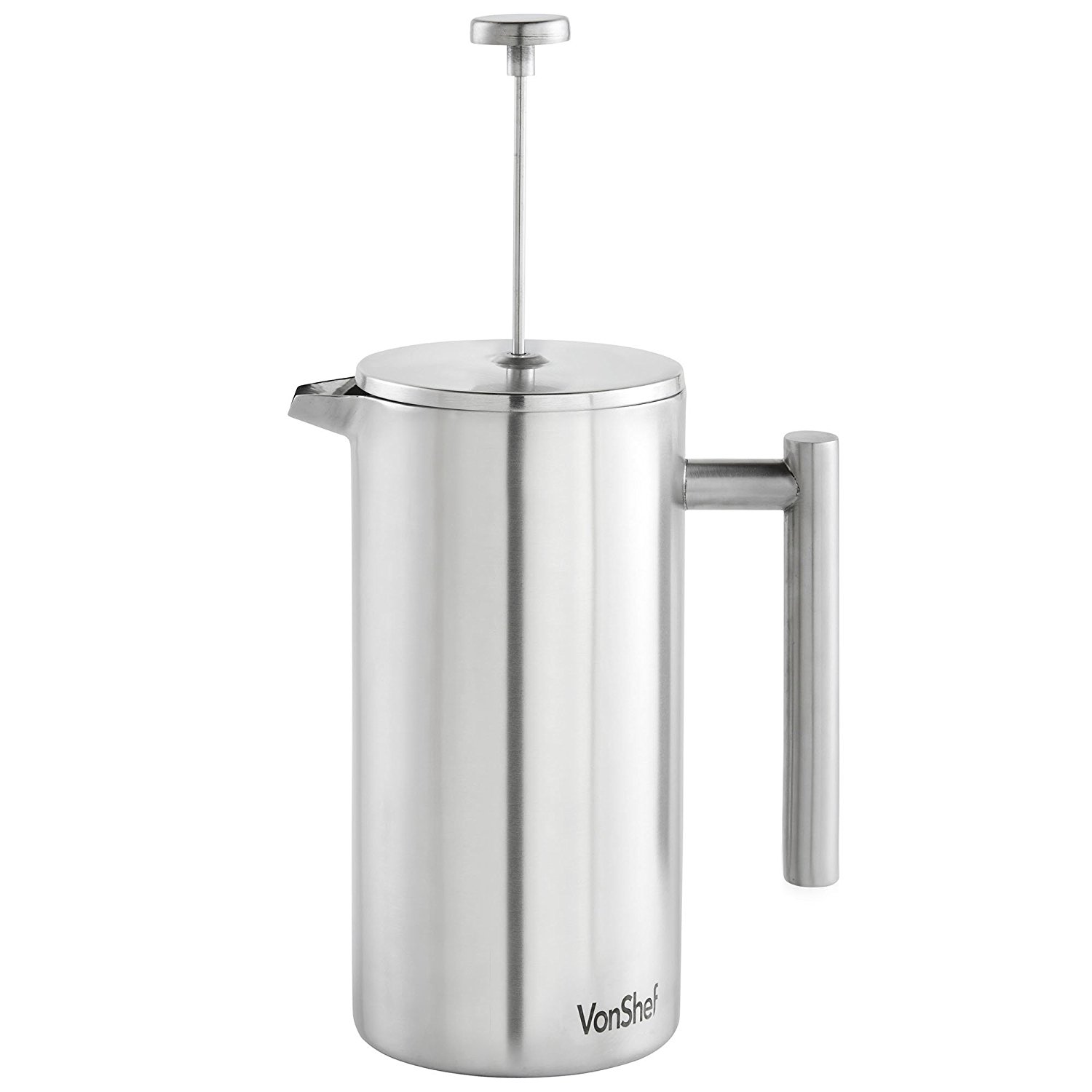 VonShef DoubleWall Keep Warm Satin Brushed Stainless Steel French