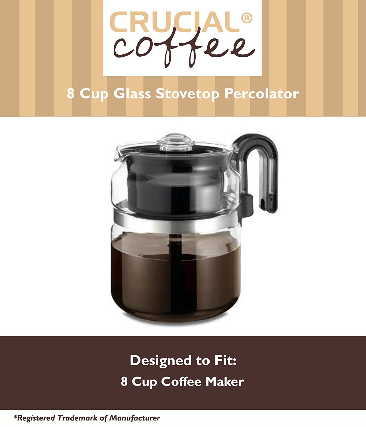 8 Cup Glass Stovetop Percolator, Compare to Part PK008 free image