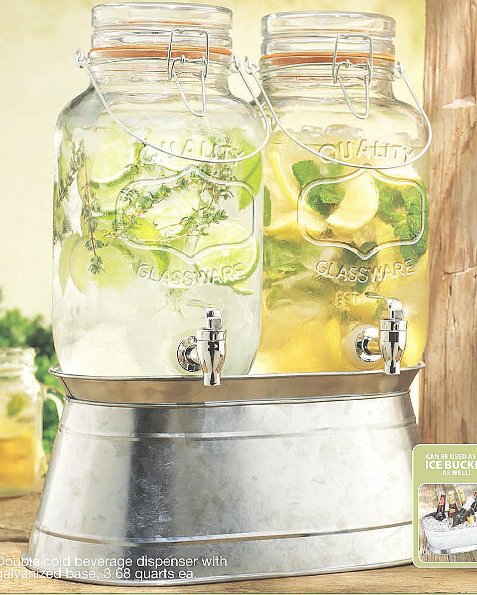 Palais Glassware High Quality Clear Glass Beverage Twin Dispenser with