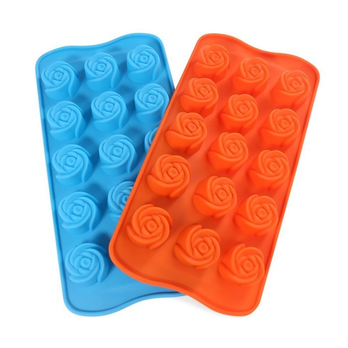 Candy Making Molds, 2PCS YYP [15 Cavity Rose Shape Mold] Silicone Candy