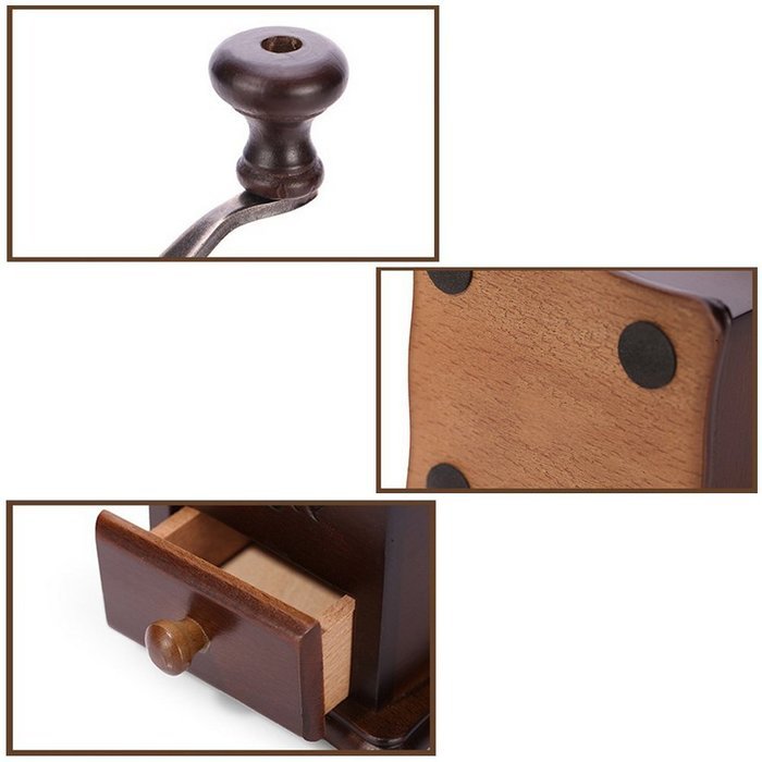 Manual Wooden Coffee Mill Grinder Vintage Style Coffee Bean Grinder
