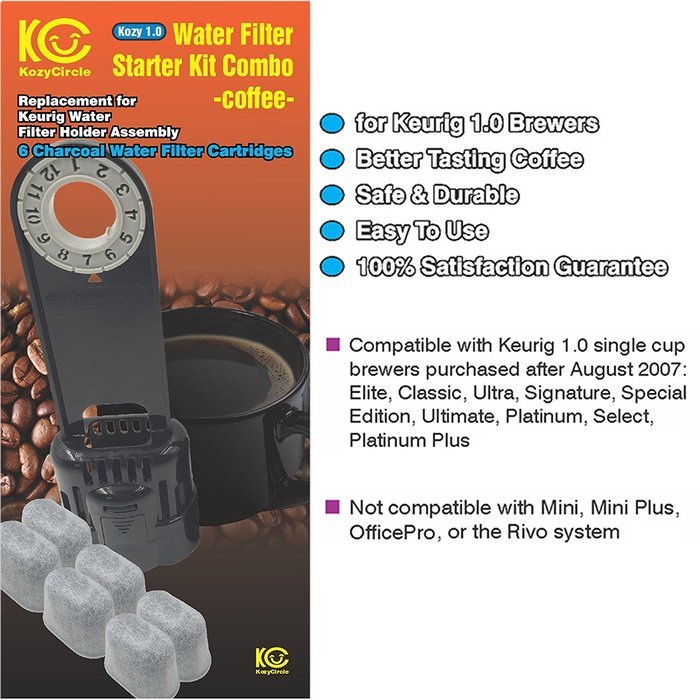 6 Charcoal Water Filters and Water Filter Holder Starter Kit Combo for