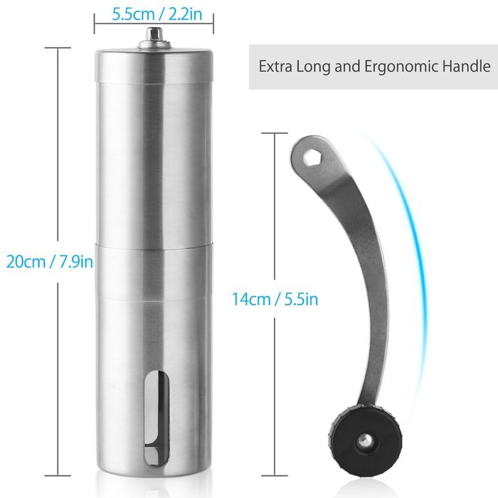 HOMETEK Manual Coffee Grinder Premium Ceramic Burr Spice Mill Precise