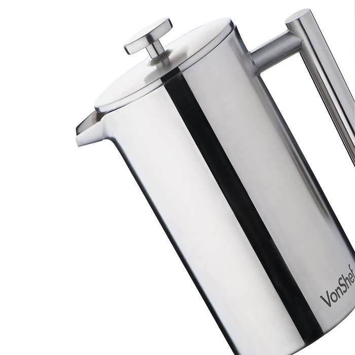 VonShef DoubleWall Keep Warm Satin Brushed Stainless Steel French