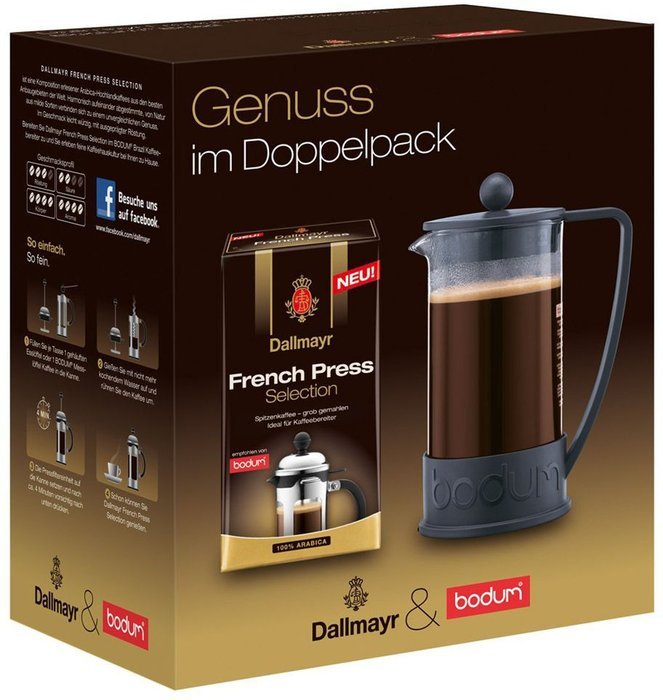 Bodum French Press Coffee Maker (12 Oz) & Dallmayr French Press Coffee (20 Oz) N2 free image