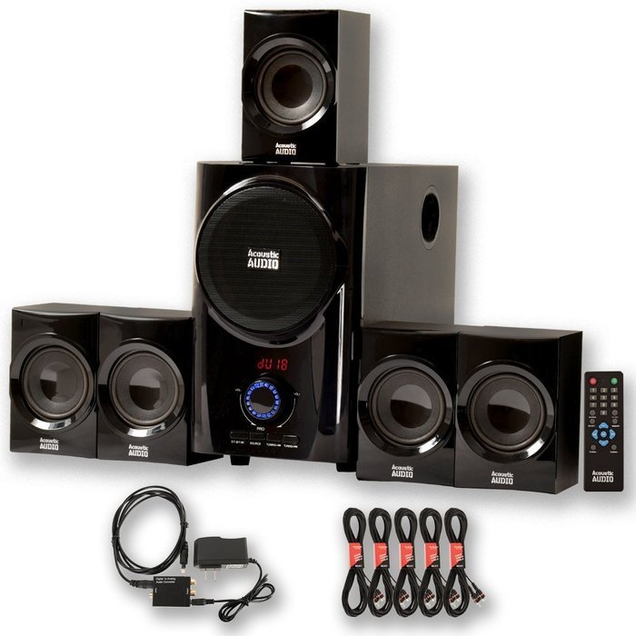 Acoustic Audio AA5160 Home 5.1 Speaker System with Optical Input FM