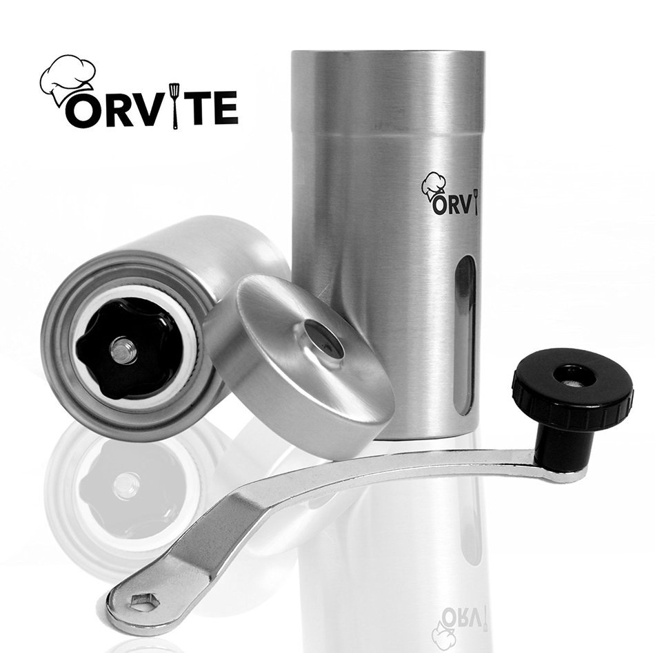 Orvite Ceramic Burr Manual Coffee Grinder Portable Stainless Steel