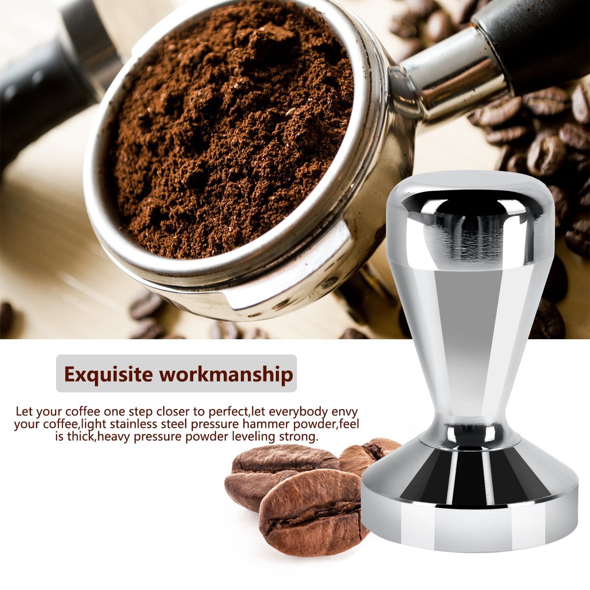 Oobest Stainless Steel Coffee Tamper Bariata Espresso Tamper 51mm Base