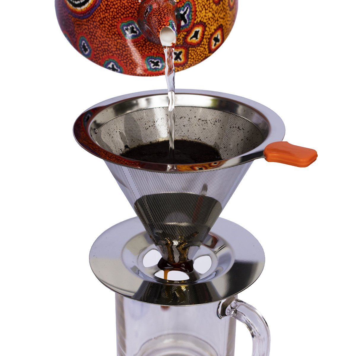 Best Paperless Pour Over Coffee Filter with Bonus Removable Silicone Handle Reusable Stainless