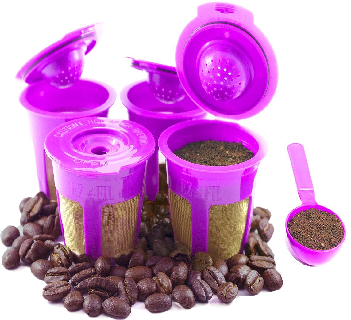 EZFil 2.0 4 Refillable and Reusable Gold Mesh KCups Coffee Filters Replacement for Keurig 2.