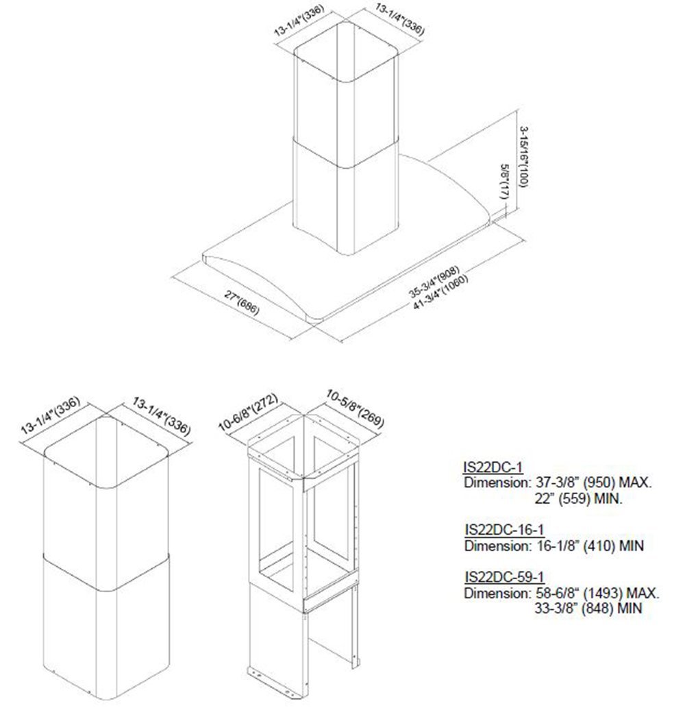 KOBE Range Hoods IS2236SQBDC221 6Speed 750 CFM Stainless Steel