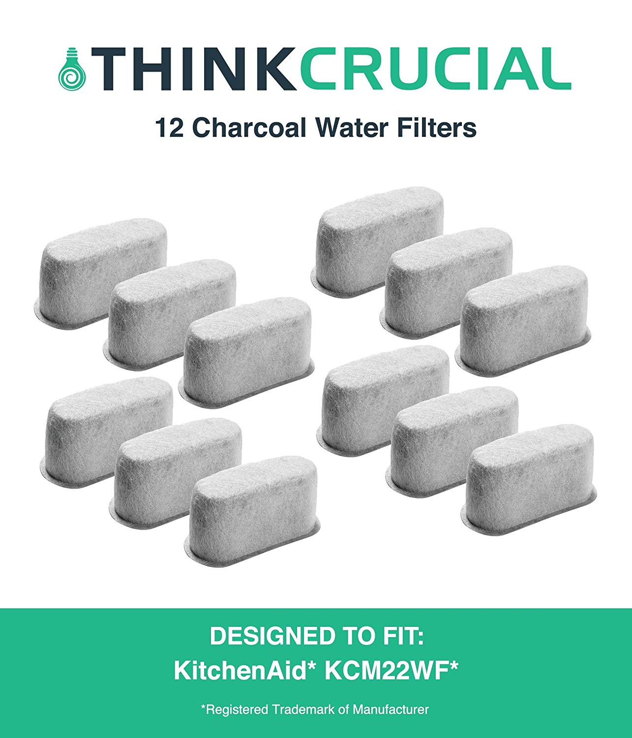 12 Premium KitchenAid Charcoal Coffee Filters, Fit KCM222 & KCM223