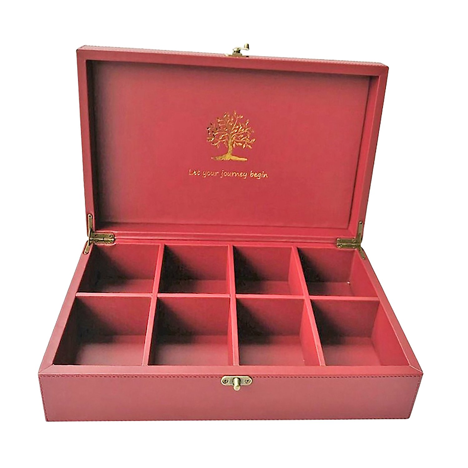 Serenity Tea Wooden and Leather Tea Box With 8 Equally Divided