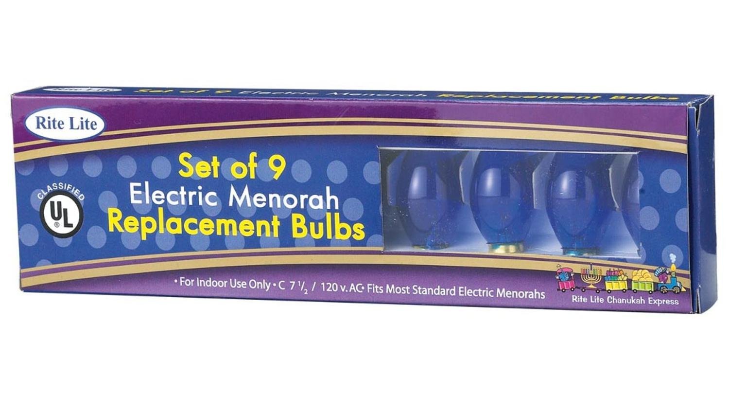 9ct Blue C7 1/2 Electric Hanukkah Menorah Glass Replacement Bulbs free