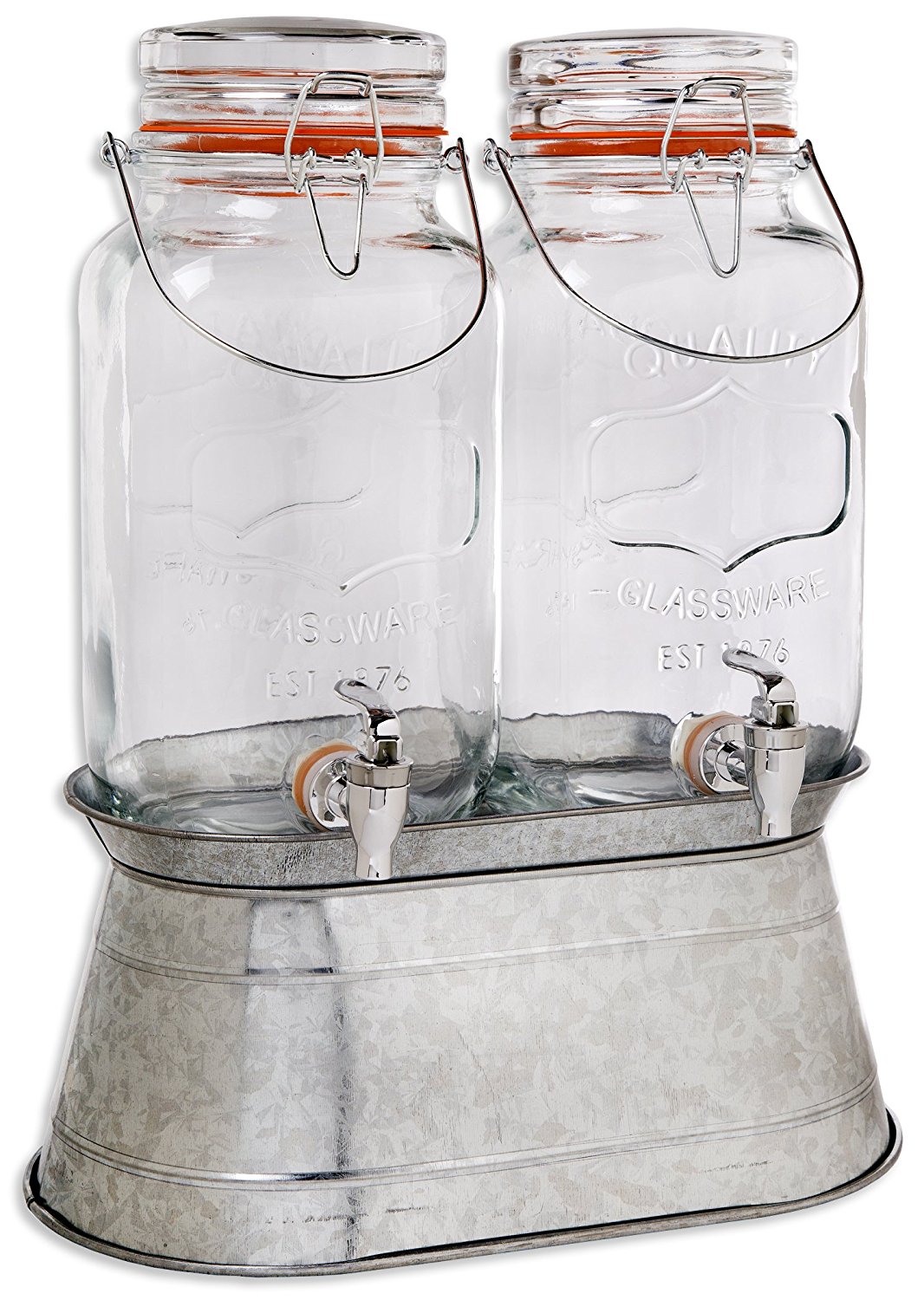 Palais Glassware High Quality Clear Glass Beverage Twin Dispenser with