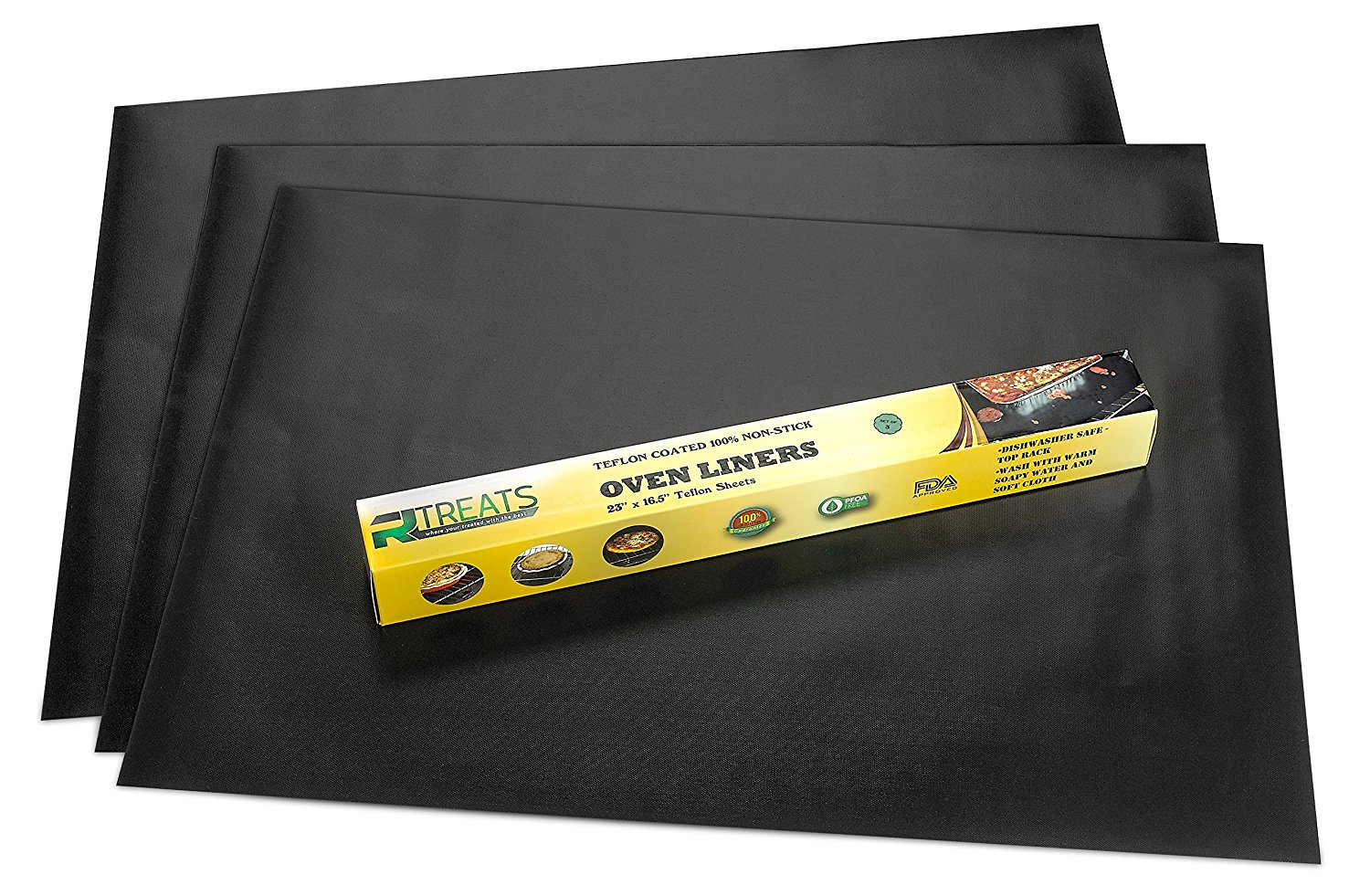 RL Treats Non Stick Teflon Oven Liners Pack of 3 Perfect for standard
