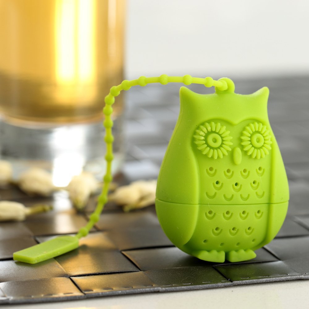HK Goods Loose Leaf Owl Tea infuser Best Silicone strainer Funny