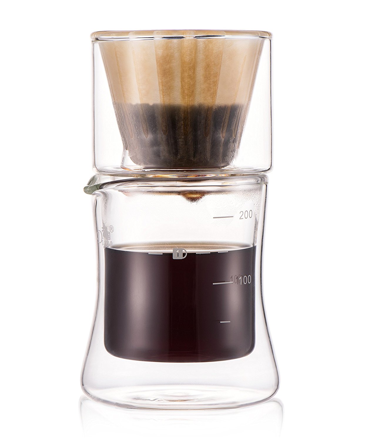 Diguo Hand Drip Coffee Maker Set Pour Over Double Glass Wall Coffee