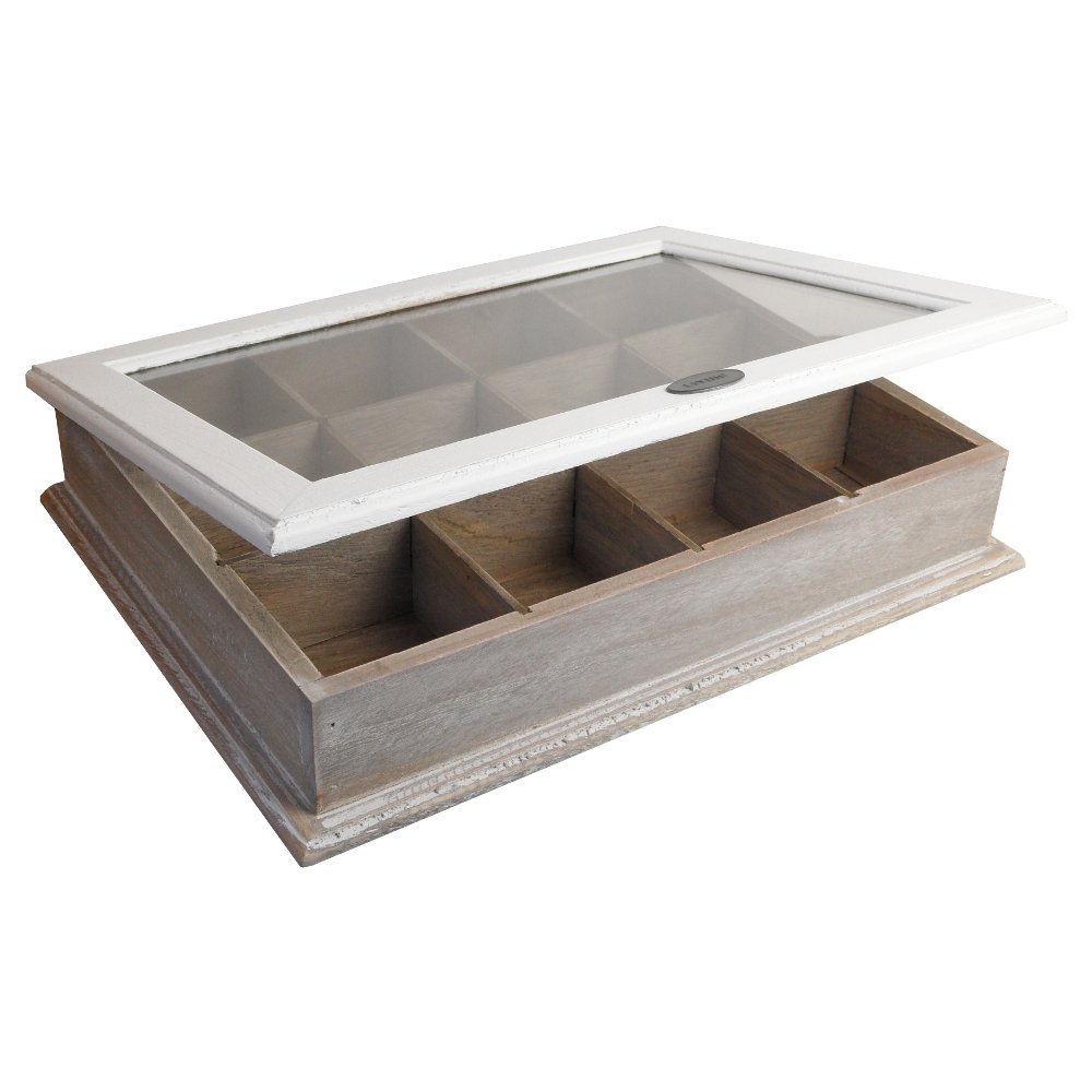 Vintage Shabby Chic Wooden Box Tea Bag Chest 12